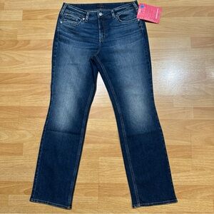 Silver Jeans Dark Blue Women's Boot Cut Jeans Thick Stretch Pants 14 High Rise